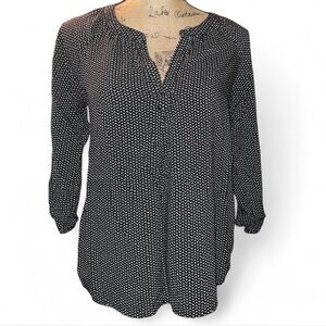 GAP Black and White heart print polka dot Blouse size small